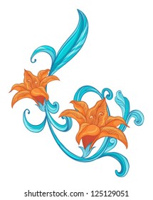 Ilustración de una combinación de un borde naranja y azul sobre un fondo blanco