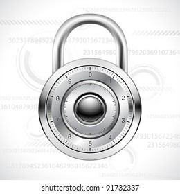 illustration of combination padlock on abstract background