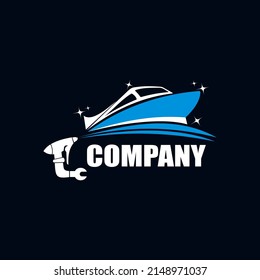 An Illustration Of A Combined Boat And Water Spray Logo, Depicting A Boat Wash