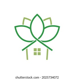illustration of combining house and lotus flower