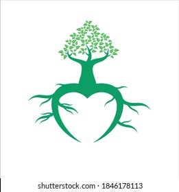 Illustration combining tree, roots and heart.