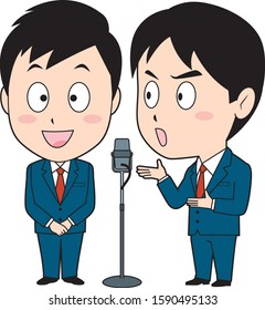 Illustration Of A Comedian Speaking In Front Of A Microphone