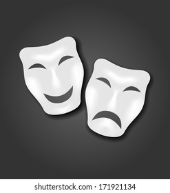 Illustration comedy and tragedy masks for Carnival or theatre - vector