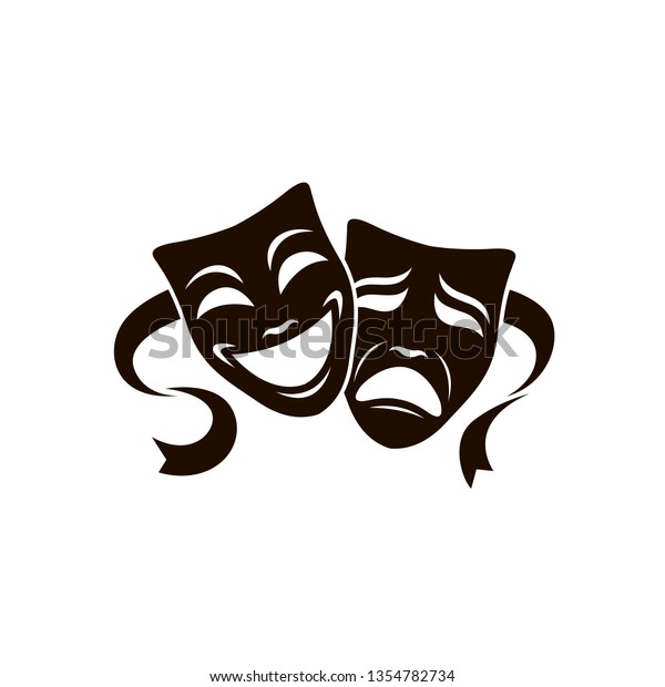 illustration of comedy and tragedy theatrical
masks isolated on white
background