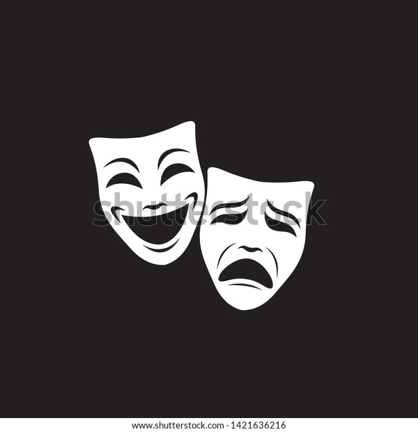 illustration of comedy and tragedy theatrical\
masks isolated