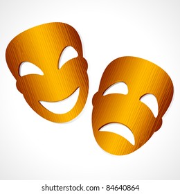 illustration of comedy-tragedy theater masks  on abstract background