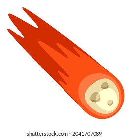 Illustration of comet. Icon in cartoon style. Image for cards and posters.