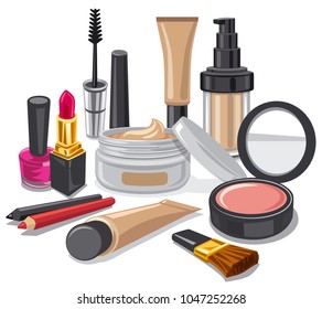 illustration of cometics and make up collection