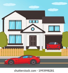 illustration of a comfortable house with a vehicle