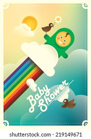 Illustration of a comic baby boy. Vector illustration.