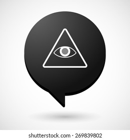Illustration of a comic balloon icon with an all seeing eye