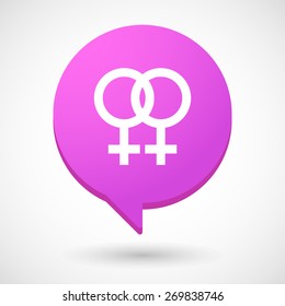 Illustration of a comic balloon icon with a lesbian sign