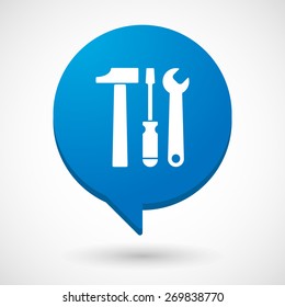 Illustration of a comic balloon icon with tools