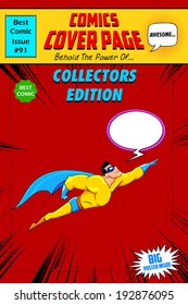 illustration of comic book cover in pop art style