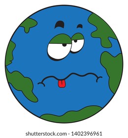 Illustration of a comic cartoon strange planet earth