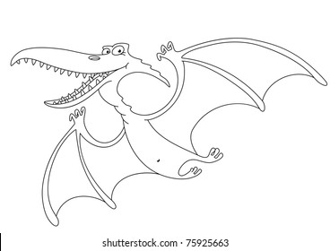 illustration of a comic pterodactyl outlined