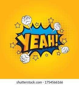 Illustration of the comic style of YEAH wording. Comic speech for advertisement commercial business template design