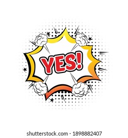 Ilustración del estilo cómico de la redacción de Yes. Discurso cómico para el diseño de plantillas comerciales de publicidad