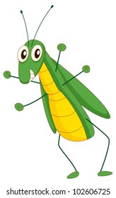 Illustration of a comical grasshopper