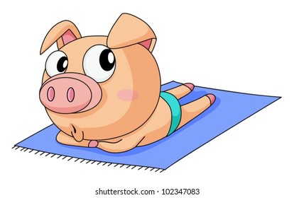 Ilustración de un cerdo cómico