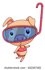 Illustration of a comical pig