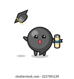 Illustration of comma symbol cartoon throwing the hat at graduation , cute design