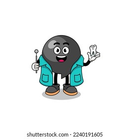 Illustration of comma symbol mascot as a dentist , character design