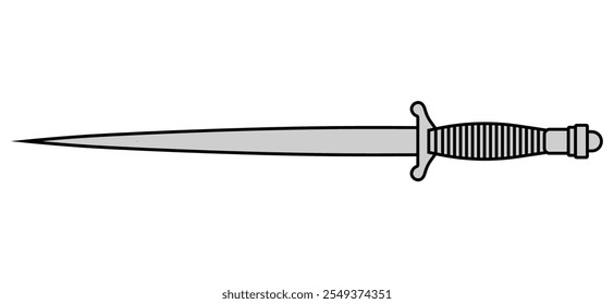 Illustration of a commando military dagger on a white background