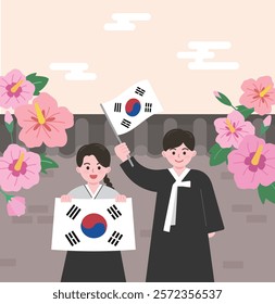 An illustration commemorating Korea’s March 1st Independence Movement.