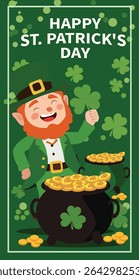  illustration commemorating St. Patrick's Day.  perfect for St. Patrick's Day greeting, party invitation, social media post, and festive visual content celebrating Irish culture and good fortune.