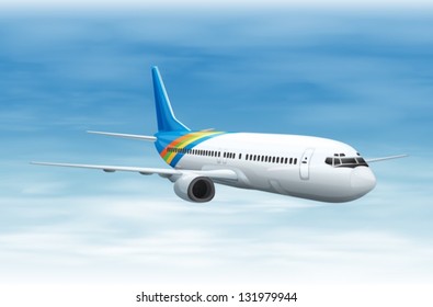 Ilustración de una aeronave comercial en vuelo