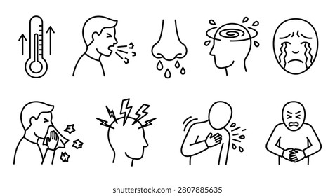 Illustration of common allergy and cold symptoms