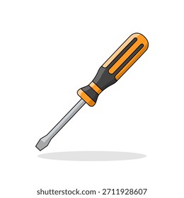 An illustration of a common slotted or flat-head screwdriver, essential for driving screws.