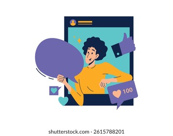 Illustration of an Communication Character Social Media