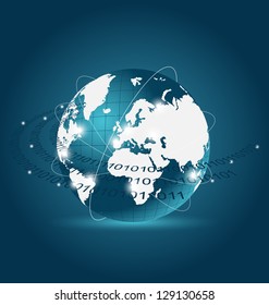 Illustration communication map with Earth planet - vector