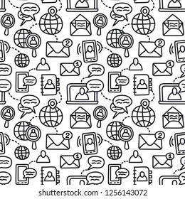 illustration of communication symbols seamless pattern