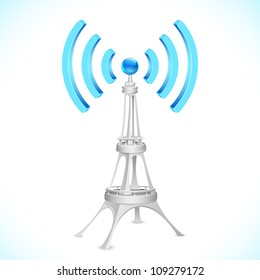 illustration of communication tower with wi-fi wave