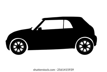 Illustration of a compact car silhouette with a modern design. The car is depicted in black against a white background, focusing on the details of the wheels and vehicle profile.