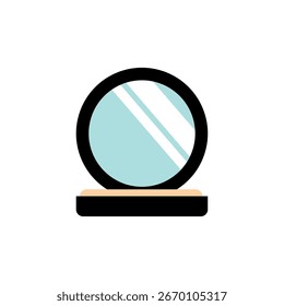 Ilustración de un espejo de maquillaje compacto en estilo plano. Ilustración vectorial