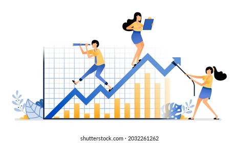 Illustration of company meeting in choosing strategies deals in financial and stock market fluctuations. Vector design can be use for website, web, poster, banner, flyer, mobile apps, social media