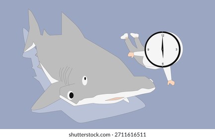 Illustration zum Vergleich der Haigröße mit der menschlichen für Bildung und Wildtierkonzepte.