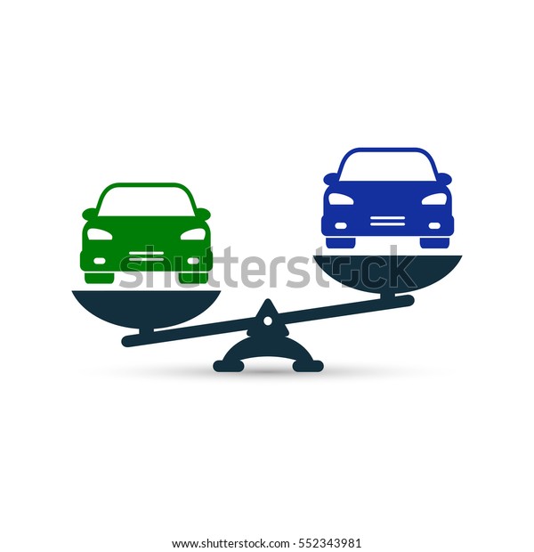Illustration of comparison between electric eco and gasoline car