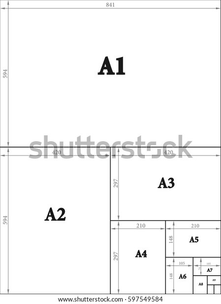 Illustration Comparison Paper Size Format Series Stock Vector Royalty Free 597549584 6902