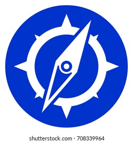 Illustration of compass blue circle icon