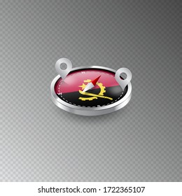 Illustration of a compass with the flag of ANGOLA on a transparent background. Recreation, entertainment, tours, cruises, travel, walks, routes in my country.