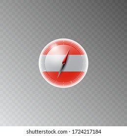 Illustration of a compass with the flag of AUSTRIA on a transparent background.  