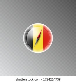Illustration of a compass with the flag of BELGIUM on a transparent background.  