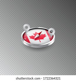 Illustration of a compass with the flag of CANADA on a transparent background. Recreation, entertainment, tours, cruises, travel, walks, routes in my country.