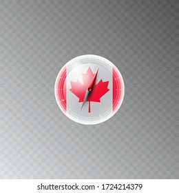 Illustration eines Kompasses mit der Flagge von KANADA auf transparentem Hintergrund.  