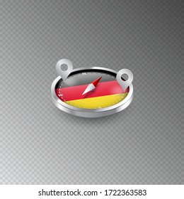 Illustration of a compass with the flag of GERMANY on a transparent background. Recreation, entertainment, tours, cruises, travel, walks, routes in my country.